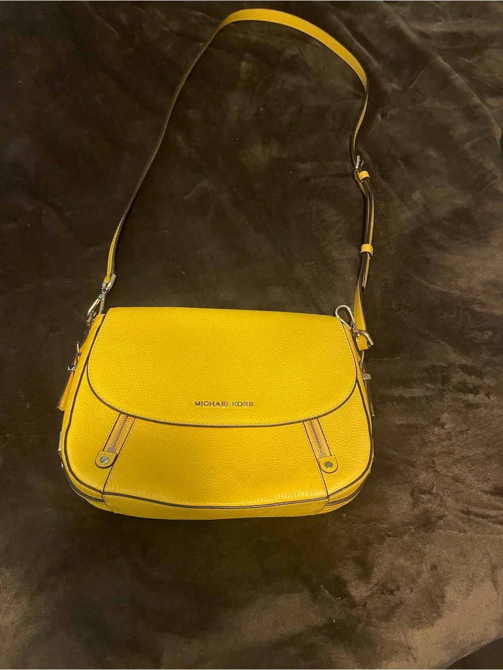 Michael Kors Bright Yellow Pebble Leather Crossbody. New without tags.